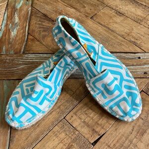NEW Ubuntu Life Afridrilles African Handmade Turquoise White Espadrilles Size 8W
